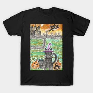 Halloween cat painting T-Shirt